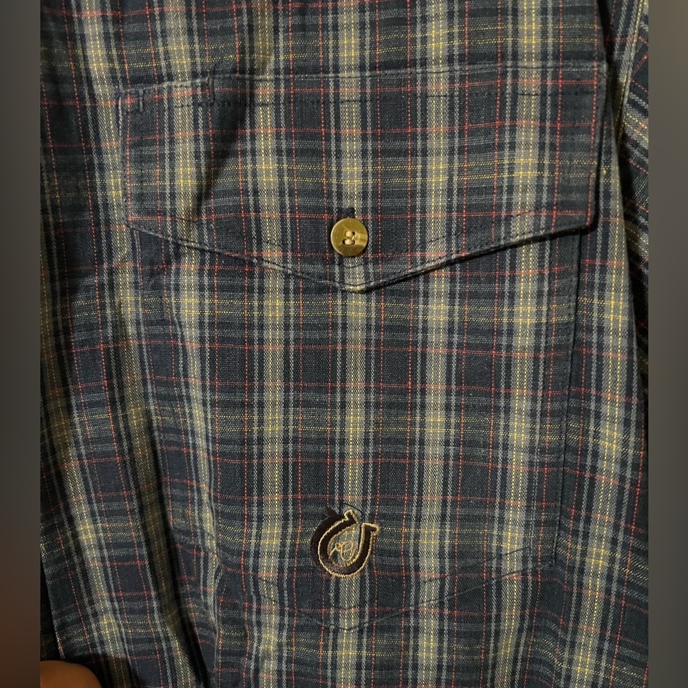 Roper Men's Size L Button Shirt Blue Plaid 100% Cotton Western Cowboycore - Picture 5 of 9